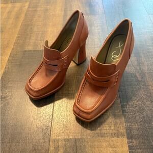 Sam Edelman Leather Block Heel Loafers Size 8